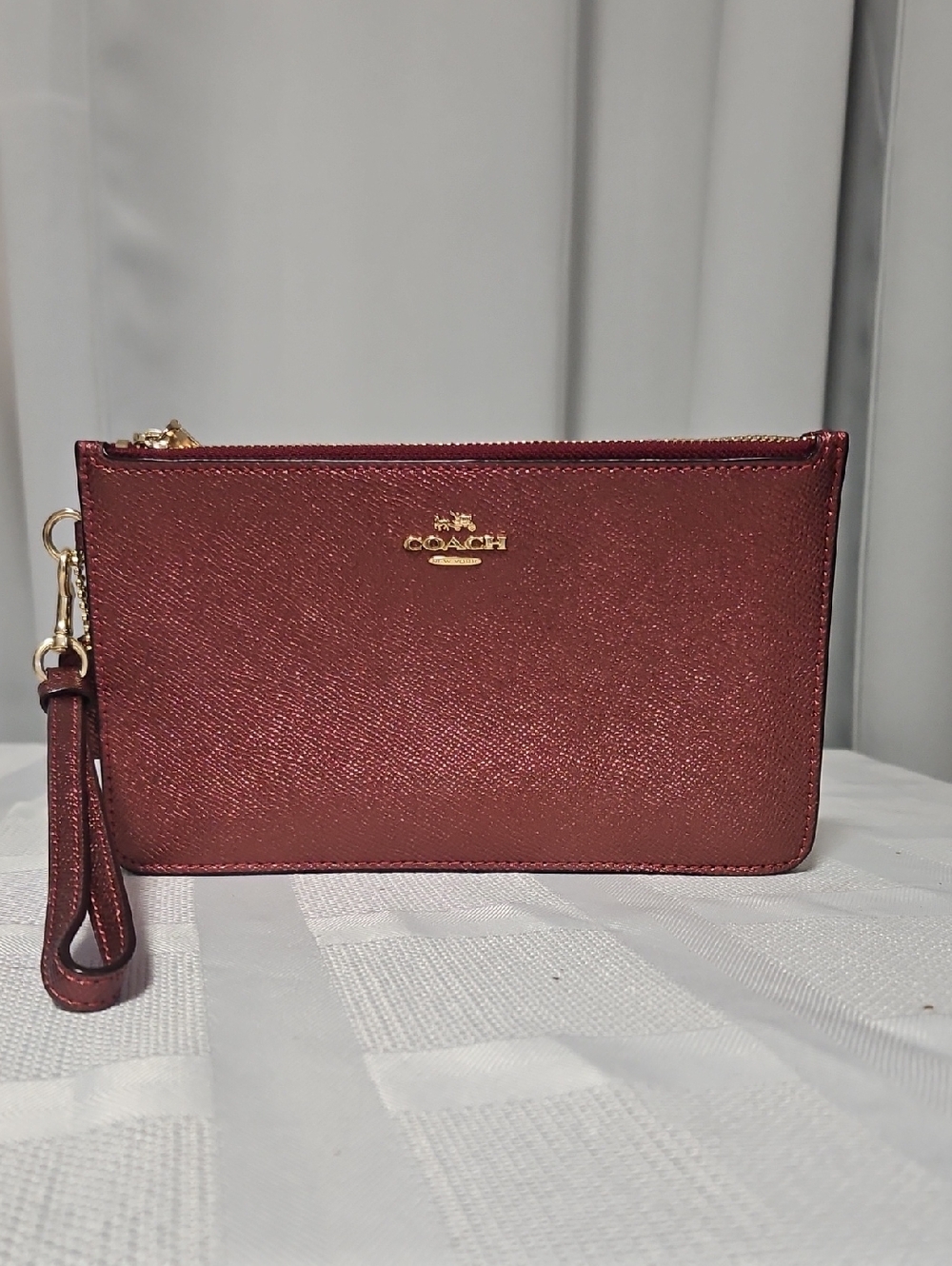 Coach Wristlet/wallet - Metallic Burgundy